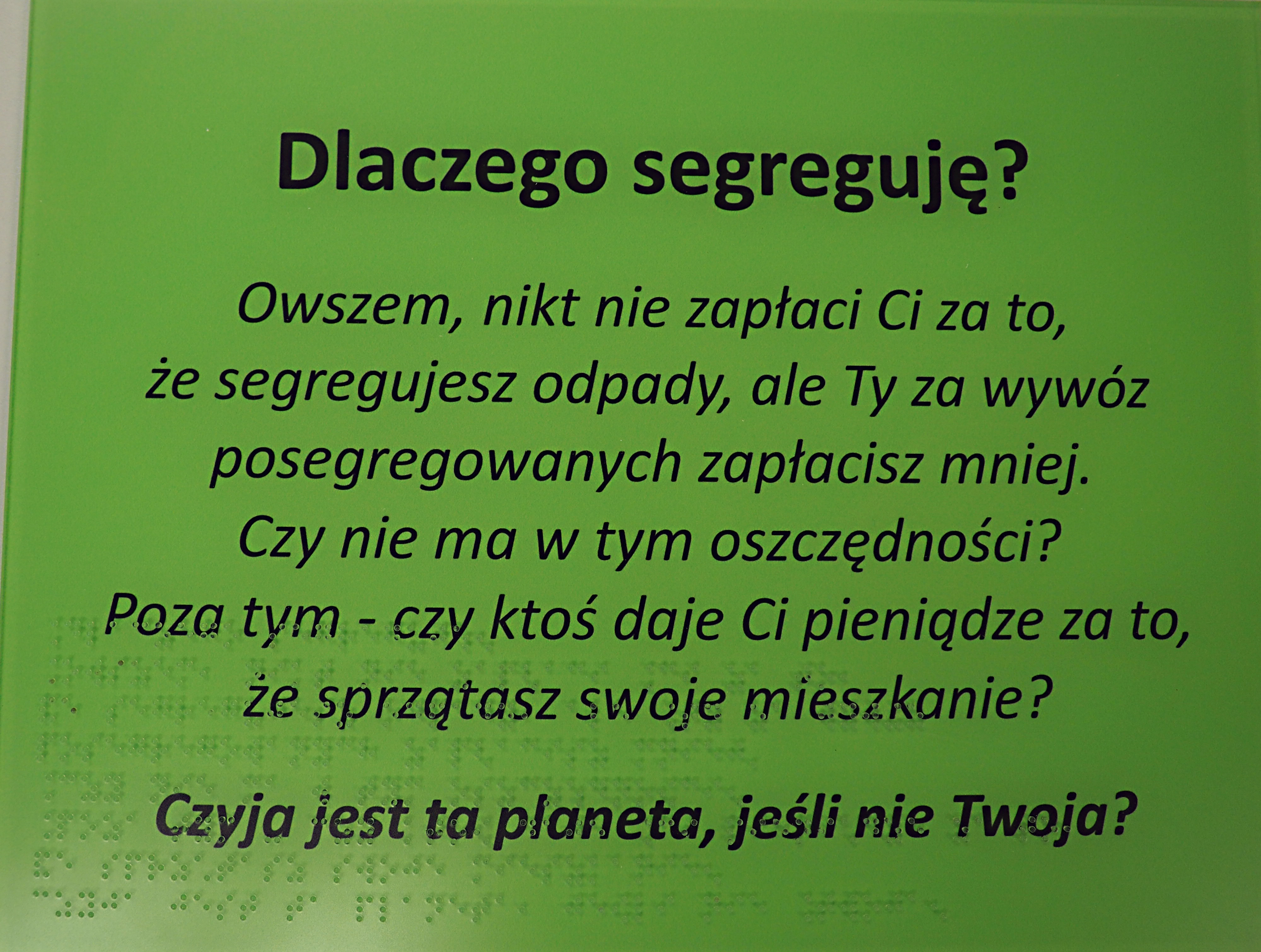 Fundacja Pociechom - tablica brajlowska