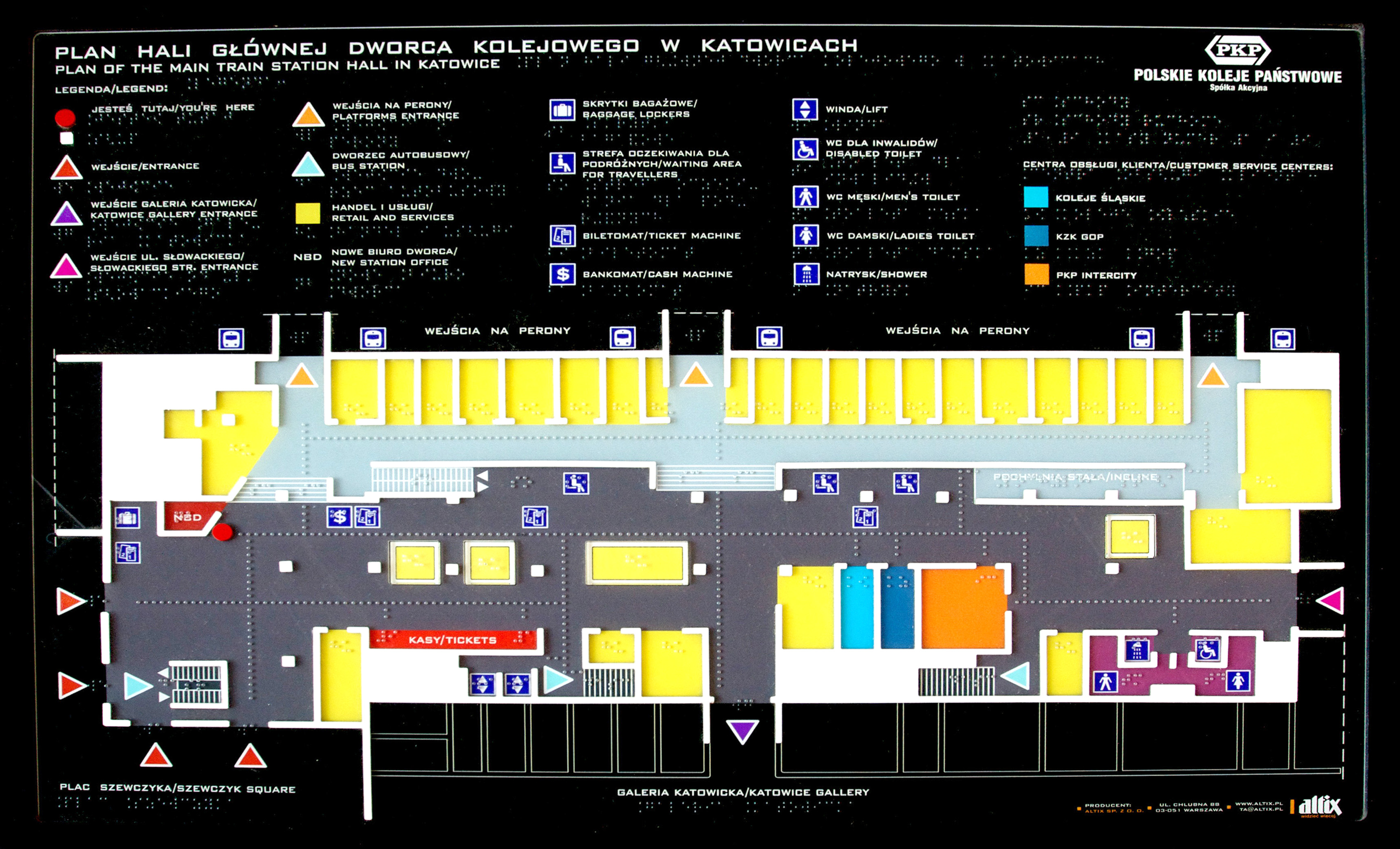 Dworzec Główny PKP w Katowicach - mapa tyflograficzna